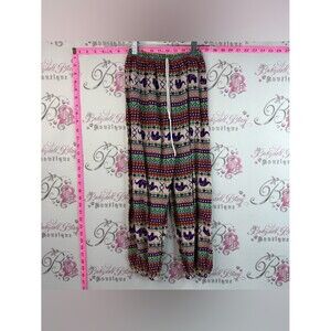 Thailand pants Purple, Orange, Green White Geometric Elastic Waist elephants